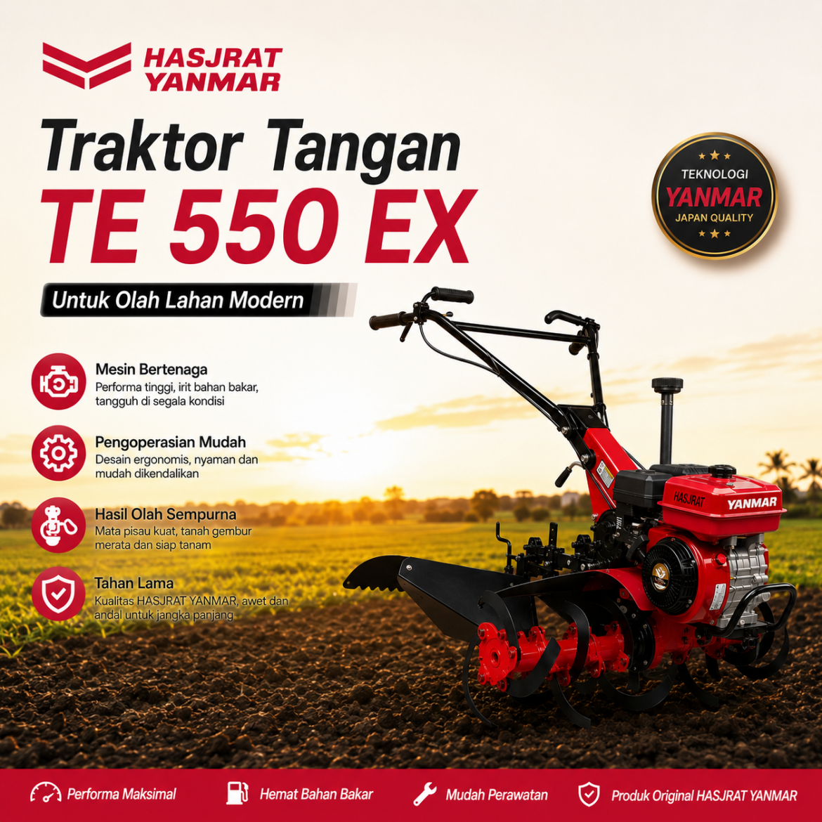 Traktor Tangan TE 550 EX untuk Olah Lahan Modern