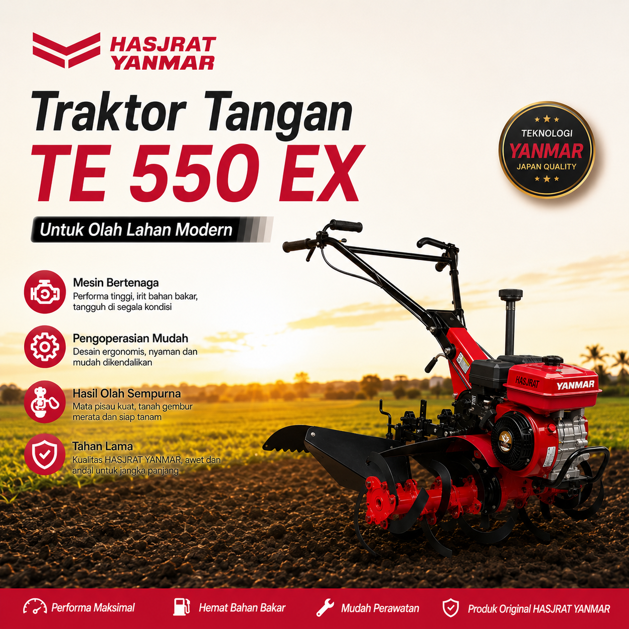 Traktor Tangan TE 550 EX untuk Olah Lahan Modern
